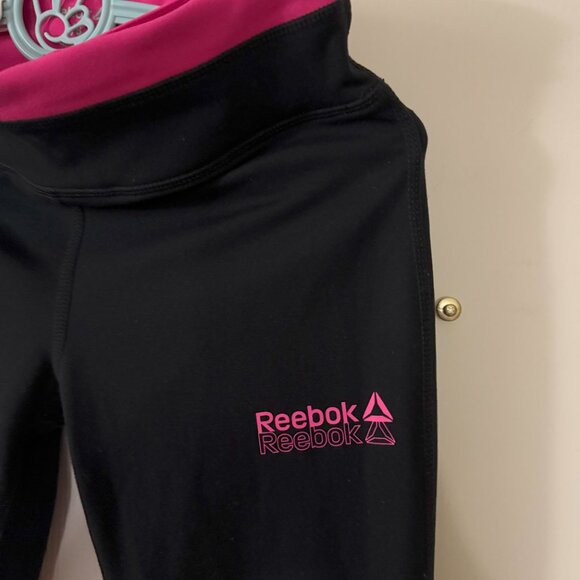 Reebok Girls Flare Leggings Size M (7/8) Black and Pink - Preloved Excellent - Picture 9 of 9